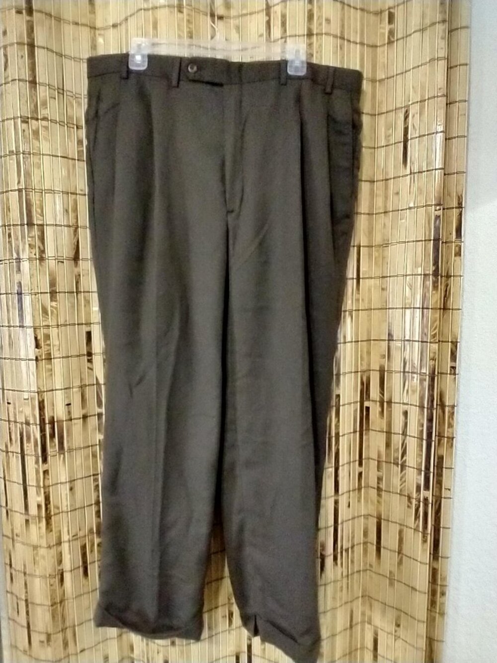 Stafford Men's Dress Pants Suit Trousers Size 40x29 Wool Blend Brown/Grey